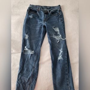Old Navy slouchy straight distressed/ ripped jeans- size 2